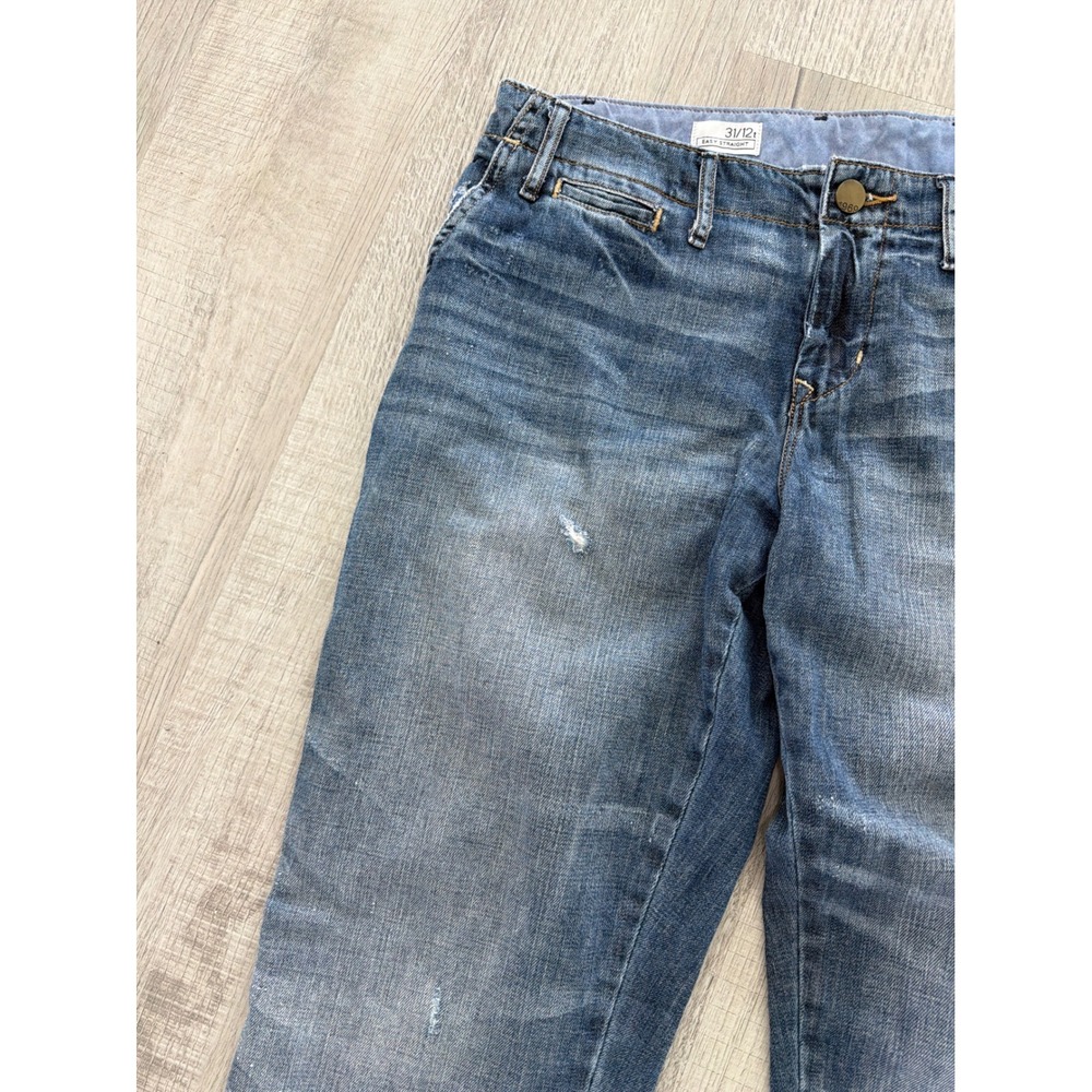 Gap 1969 Easy Straight Carpenter Jeans Blue Distressed Denim Womens 31/12t - Picture 3 of 9